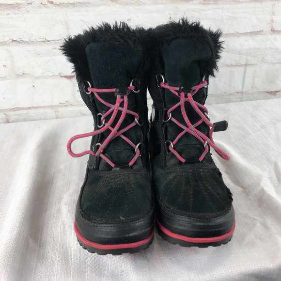 Sorel Girls Womens 5 Tivoli II Black Faux Fur Insulated Wedge Winter Boots - Picture 4 of 9